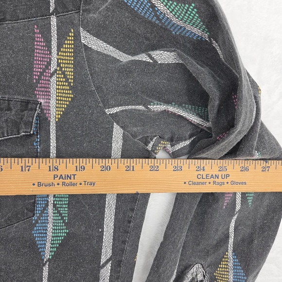 VTG Wrangler Western Shirt Aztec Geometric Button Up Shirt Sz Lg FADED WORN - Picture 8 of 13